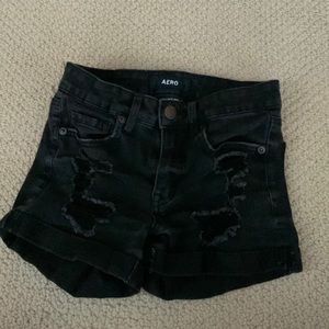 Ripped black jean shorts women Xs